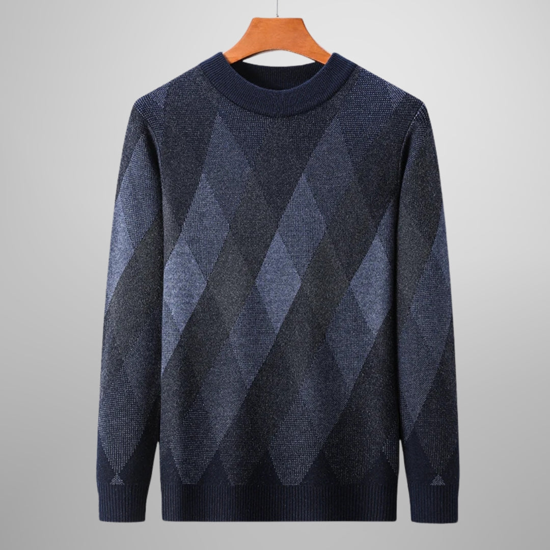 Bruno Men’s Knit Sweater – Wool-Blend Men’s Argyle Jumper