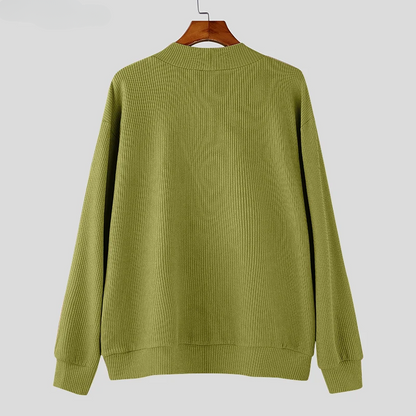 Theo Textured Knit Men’s Cardigan – Asymmetrical Button Closure & Durable Stitching