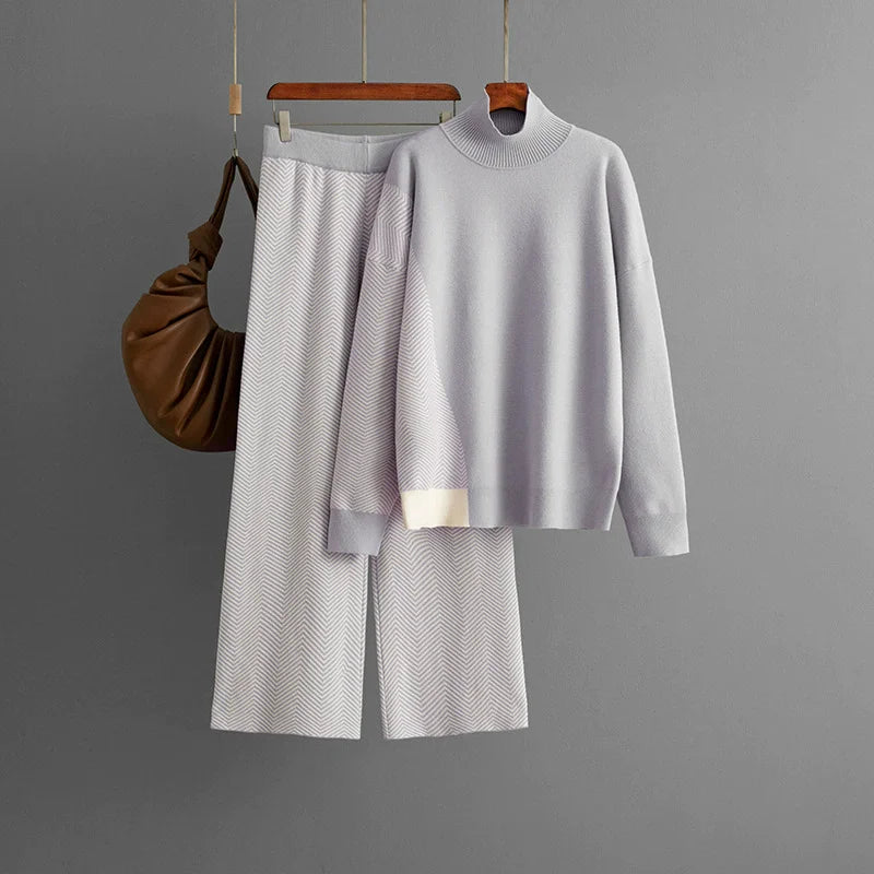 Adeline Women’s Knit Set – Premium Chevron Cotton-Blend Outfit Set