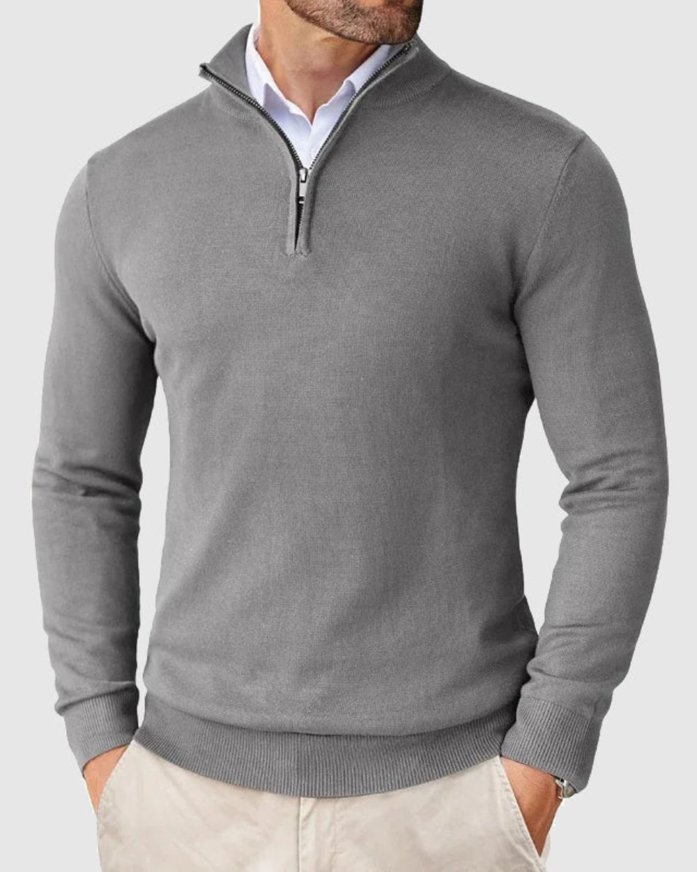 Tomaso Men’s Quarter-Zip Sweater – Lightweight Knit with Stand Collar
