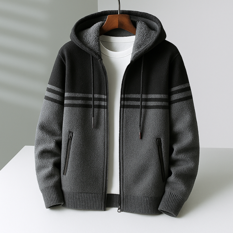 Ronaldo Men’s Cotton Knit Hoodie – Tailored Zip Up Jacket
