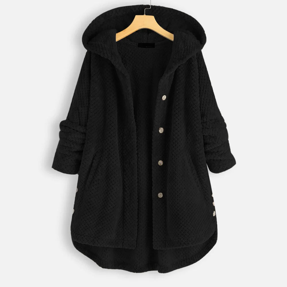 Siena Women’s Fleece Cardigan – Oversized Waffle Knit Jacket