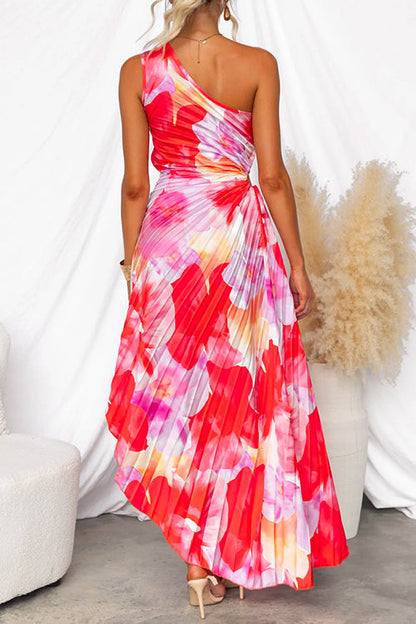 Serena One-Shoulder Maxi Dress – Pleated Detail & Asymmetric Hem