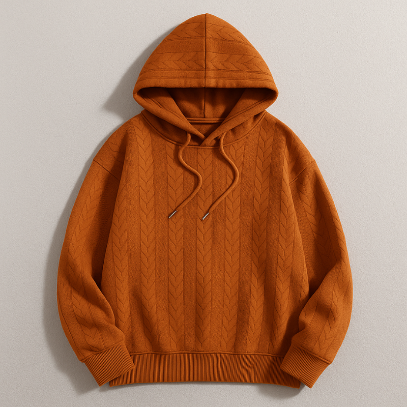 Gabriel Men’s Cable Knit Hoodie – Soft Cotton with Adjustable Drawstring