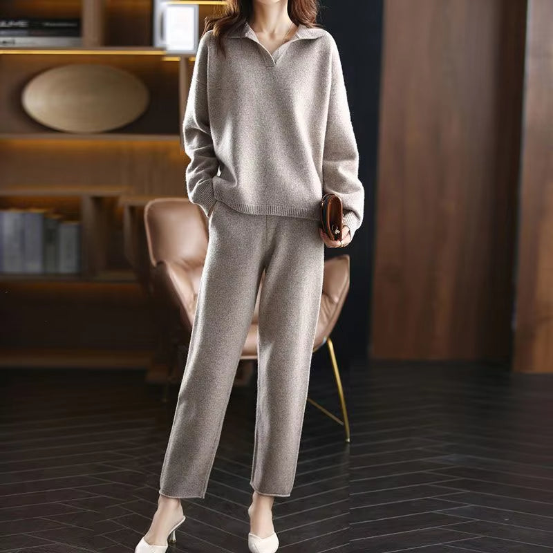 Isabella Women’s Cashmere Two-Piece Set – Soft Relaxed Fit Pullover & Pants