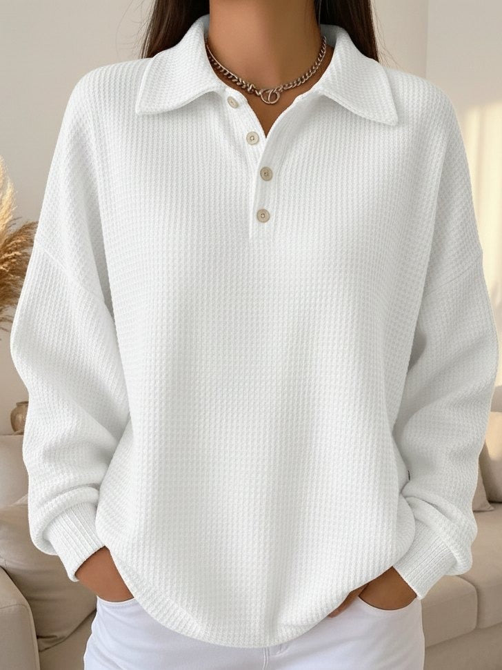 Velora Women's Knit Polo Sweater – Soft Ribbed Knit Pullover