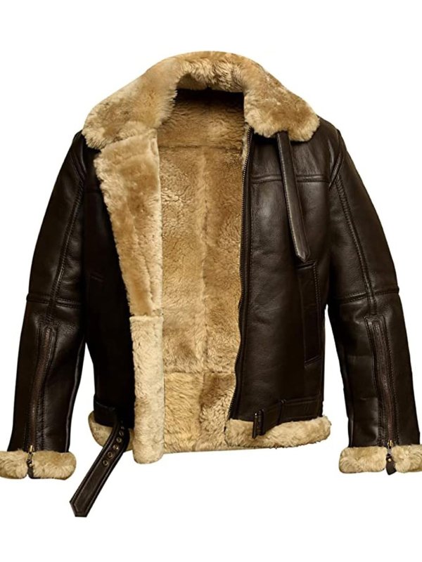 Narvik Men’s Shearling Leather Jacket – Aviator Style with Warm Lining