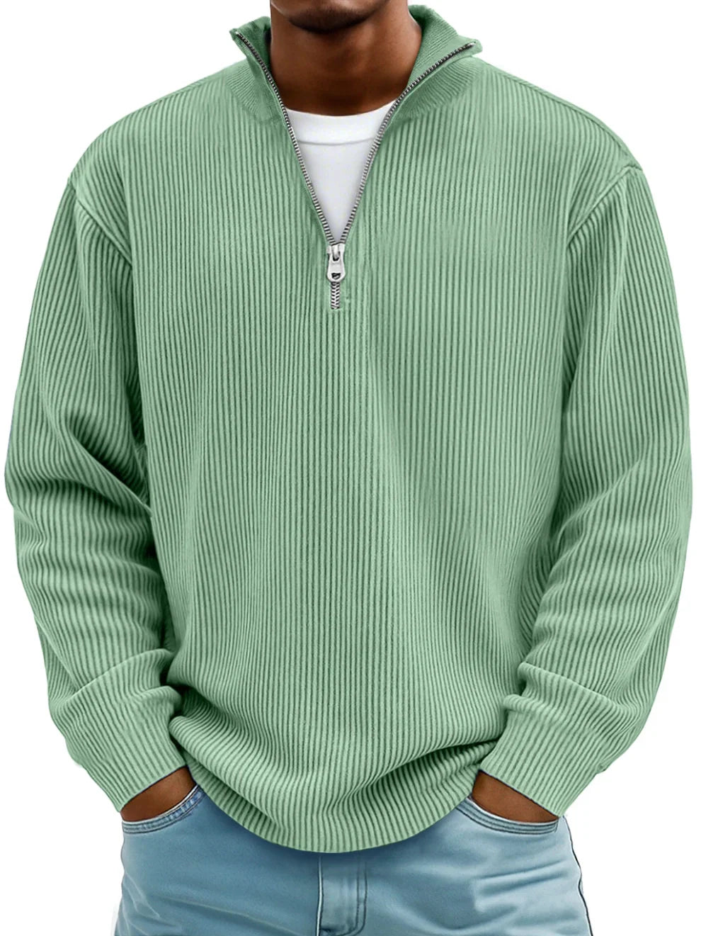 Riccardo Men’s Half-Zip Sweater – Ribbed Knit & Relaxed Fit