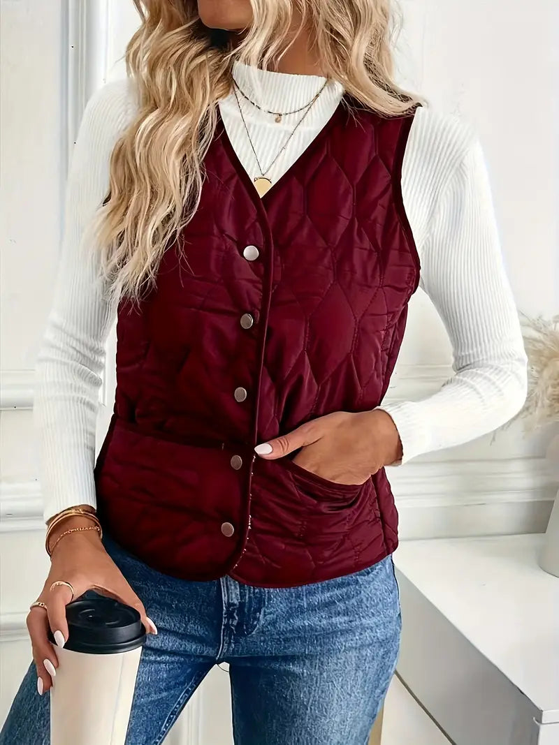 Briana Women’s Quilted Vest – Lightweight Sherpa-Lined Winter Jacket