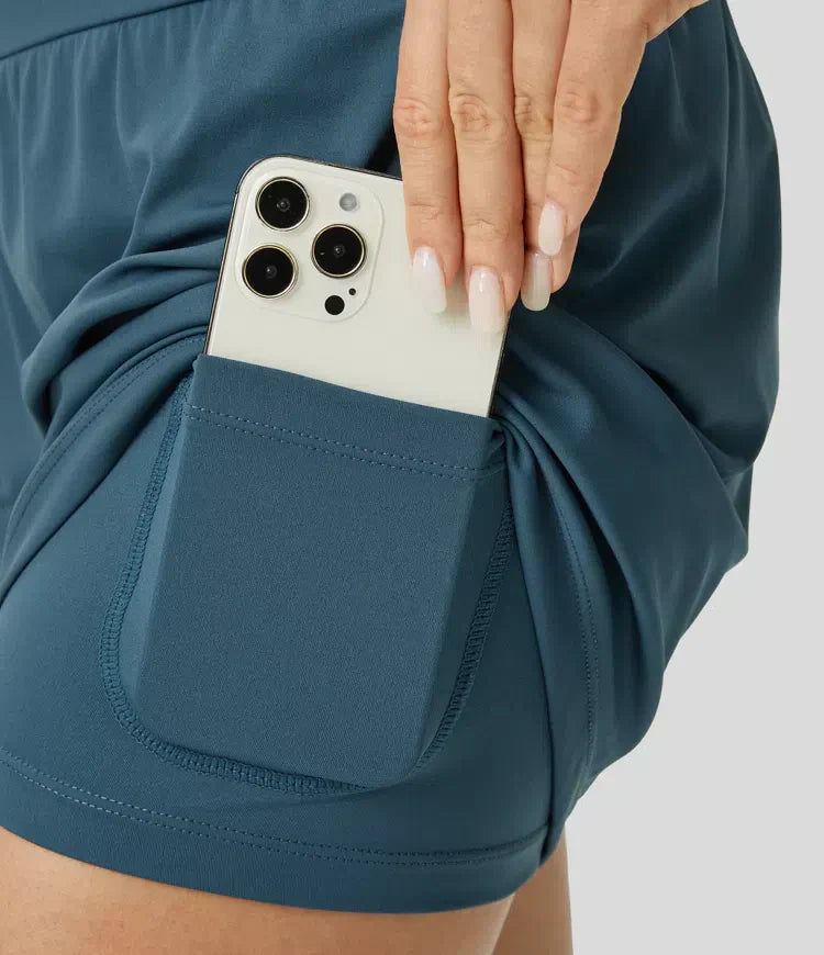 Aria Performance High Waist Yoga Shorts – Double Layer Pocket Active Fit