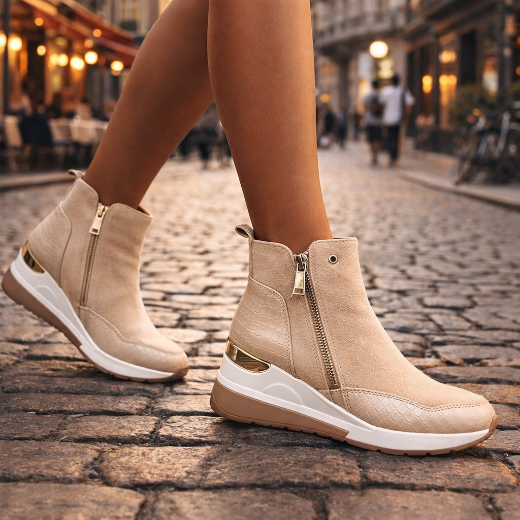 Loreen Women's Suede Wedge Sneaker Ankle Boots