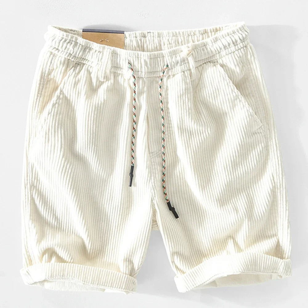 Enzo Soft Corduroy Shorts – Elasticated Waist Relaxed Fit Summer Shorts