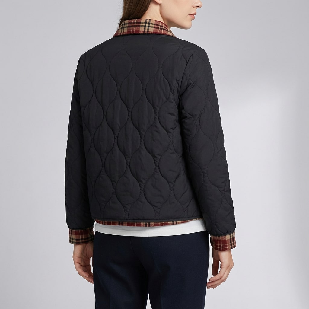 Noelle Women’s Quilted Jacket – Tailored Plaid Lightweight Jacket