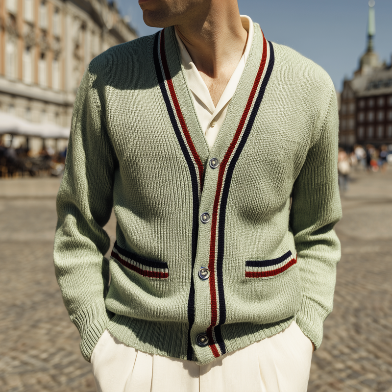 Brannox Men’s Cardigan –  V-Neck Wool Blend Sweater