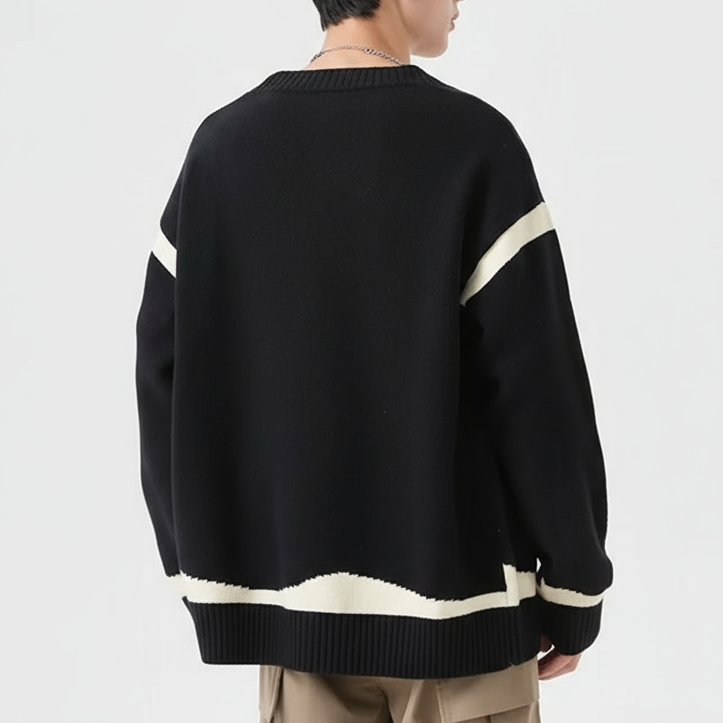 Armano Men’s Wool Cardigan – Contrast Stripe Knit with Toggle Closures