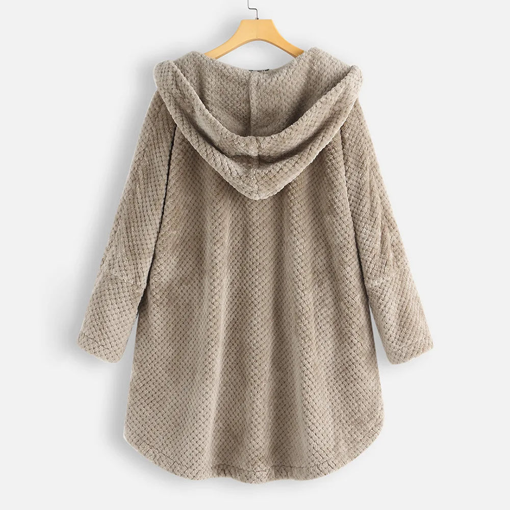 Siena Women’s Fleece Cardigan – Oversized Waffle Knit Jacket