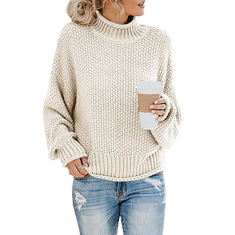 Sophie Women's Turtleneck Pullover – Chunky Knit Sweater with Relaxed Fit