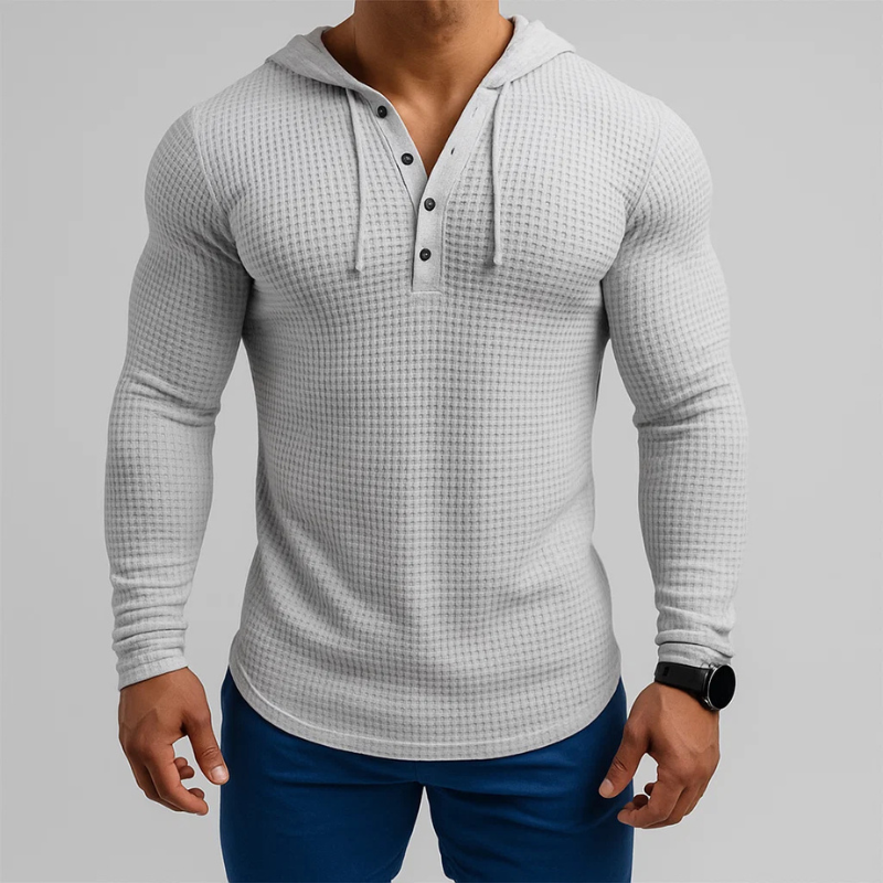 Ricardo Men’s Waffle Hoodie Pullover – Breathable Cotton Knit Sweater