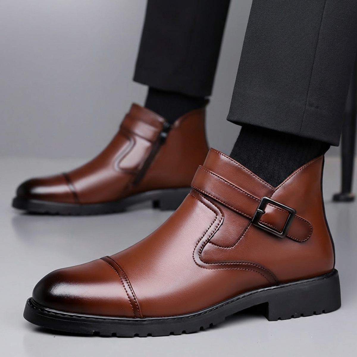 Archie Men’s Buckle Strap Ankle Boots