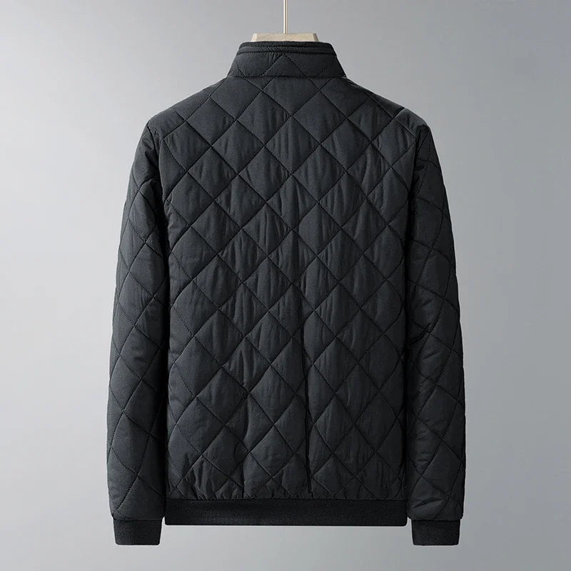 Arnellio Men’s Quilted Jacket – Diamond Stitch Cotton Winter Coat