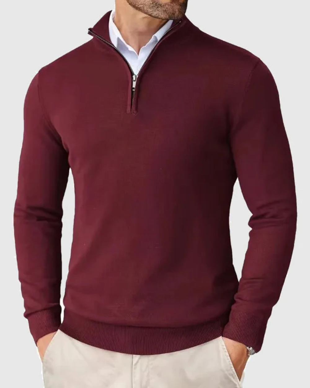 Tomaso Men’s Quarter-Zip Sweater – Lightweight Knit with Stand Collar