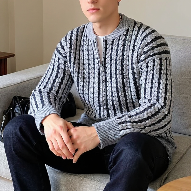 Lando Men’s Zip Cardigan Sweater – Soft Cable Knit Cardigan