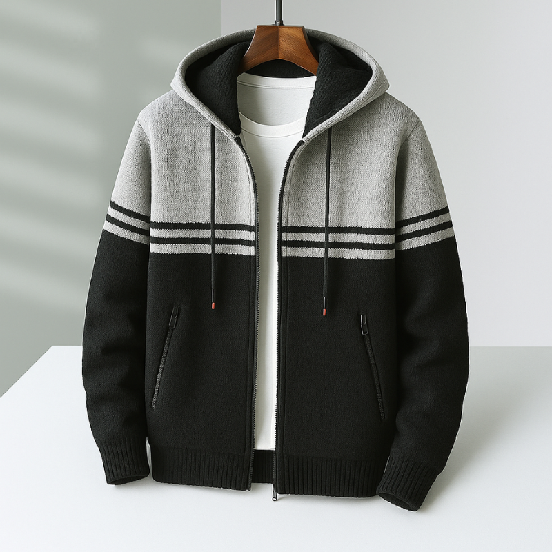 Ronaldo Men’s Cotton Knit Hoodie – Tailored Zip Up Jacket