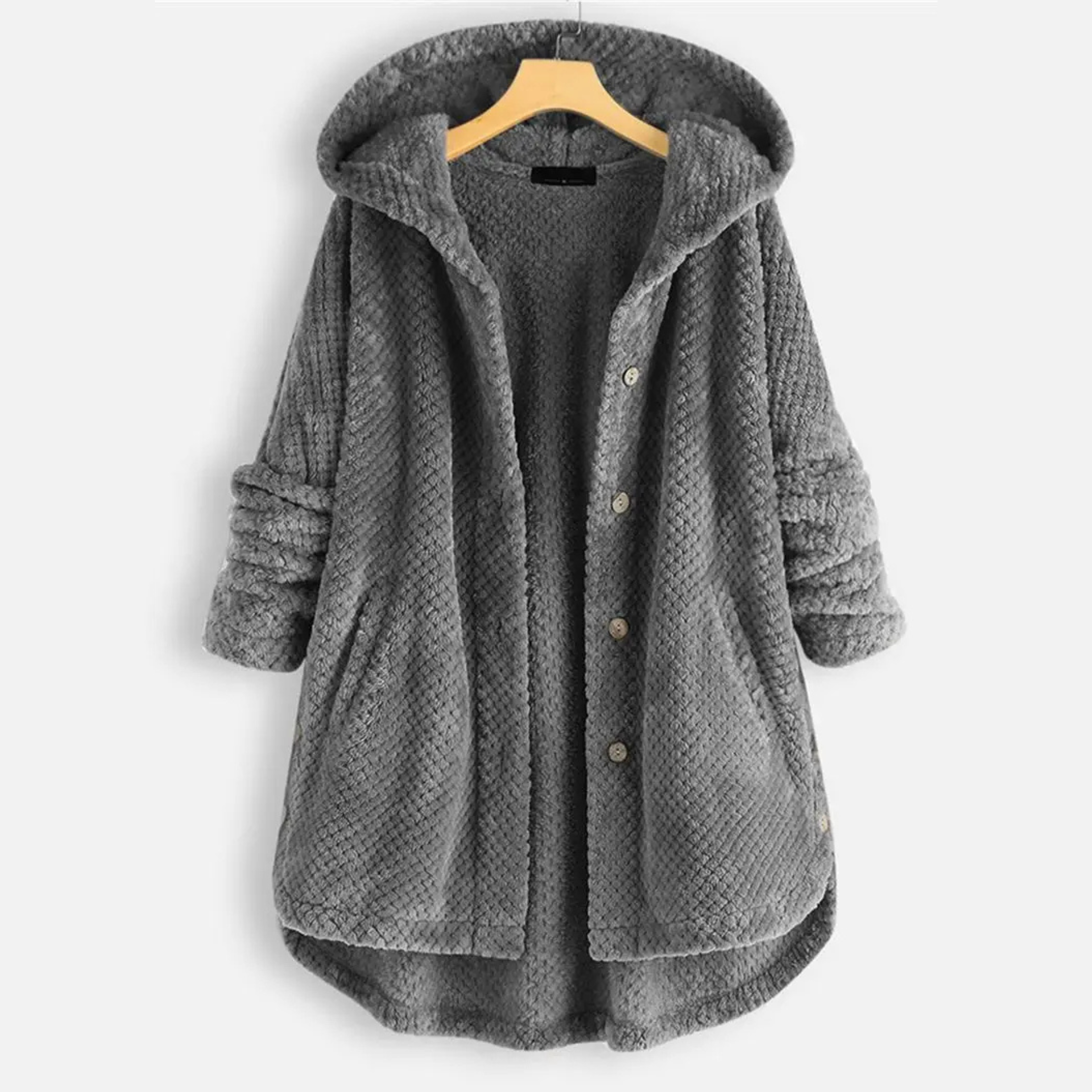 Siena Women’s Fleece Cardigan – Oversized Waffle Knit Jacket