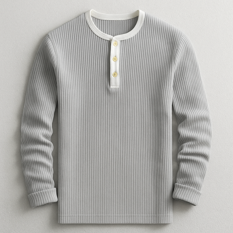 Hugo Men’s Henley Long Sleeve Shirt – Waffle-Knit Tailored Fit Pullover