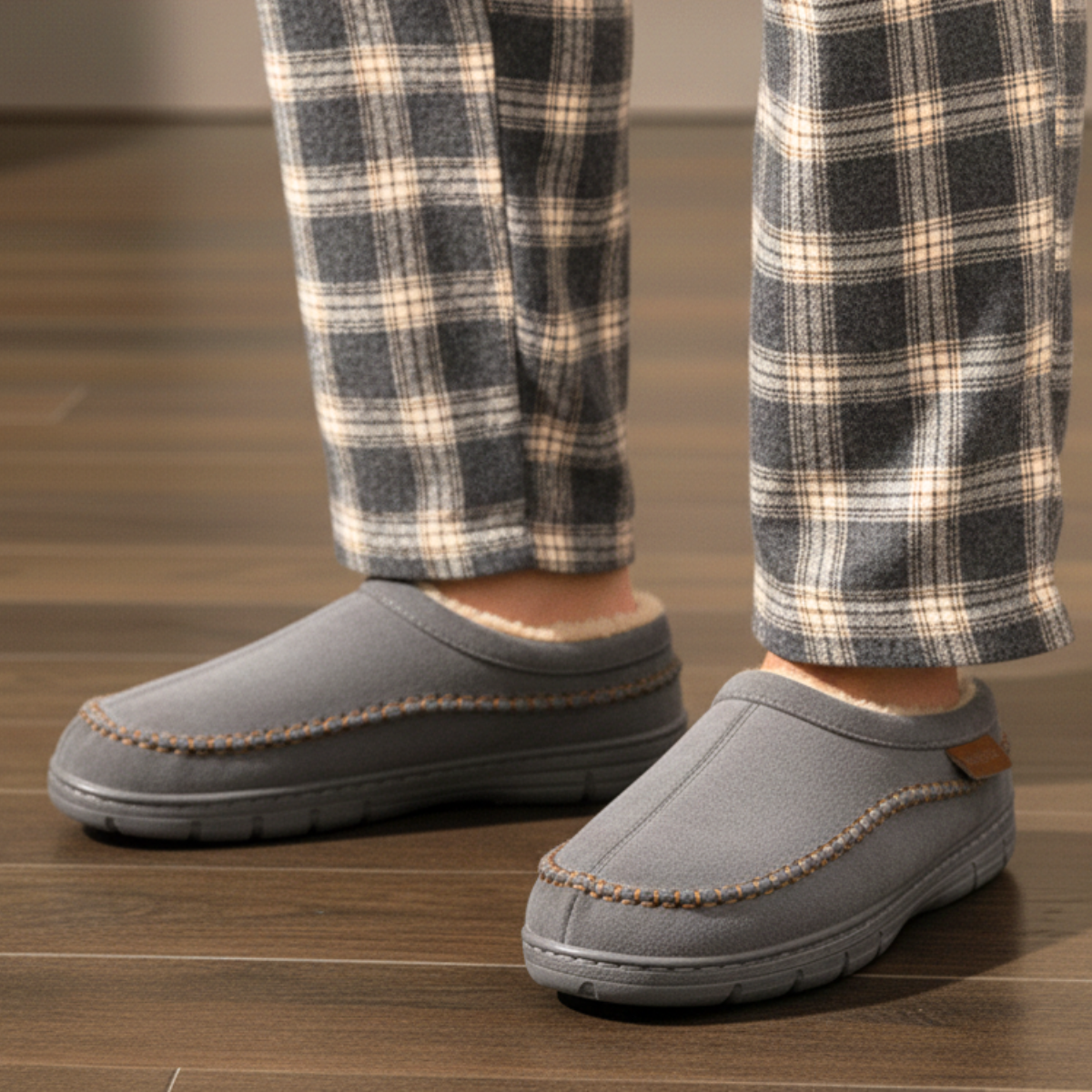 Snowdrift Men’s Winter Slippers – Fleece-Lined Indoor Slipper Shoes