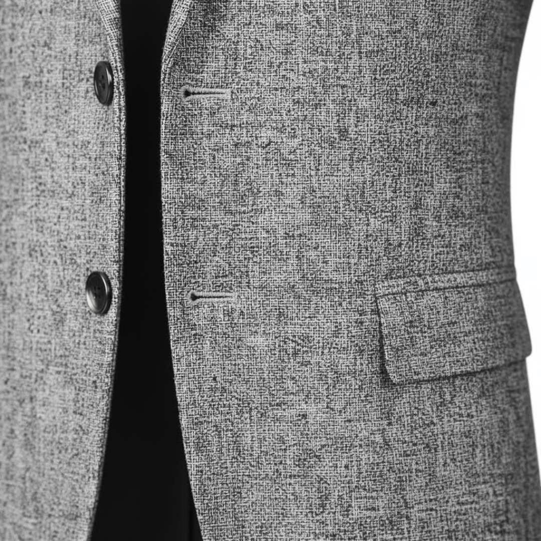 Marzio Men’s Blazer – Textured Tailored Jacket with Two-Button Design