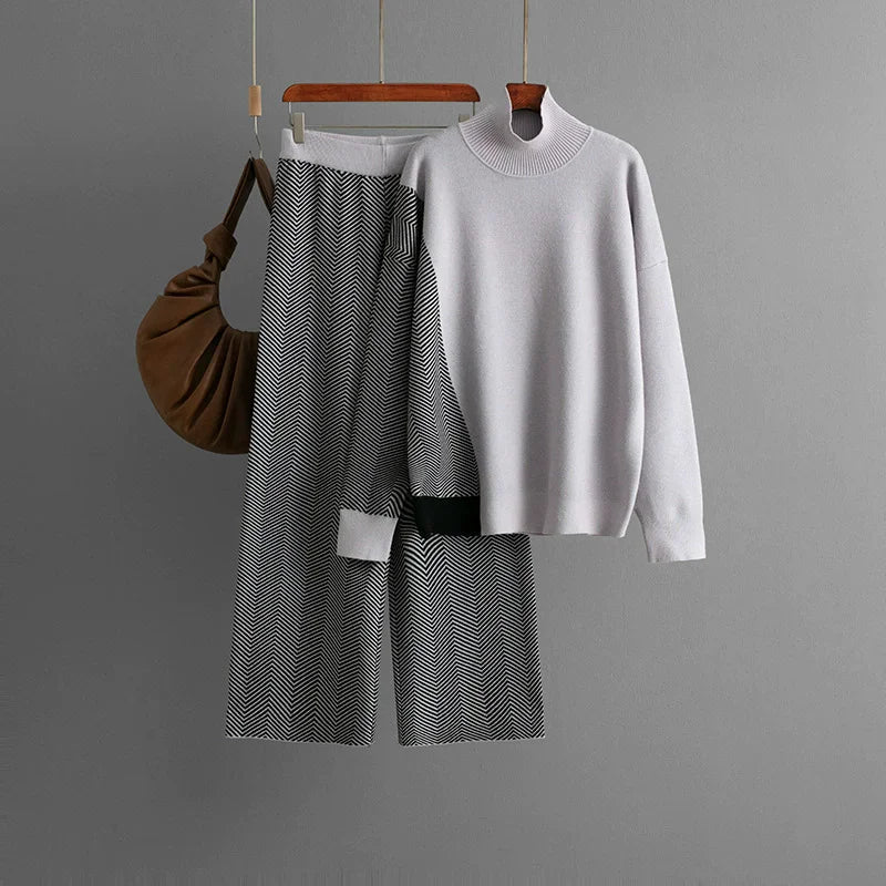 Adeline Women’s Knit Set – Premium Chevron Cotton-Blend Outfit Set