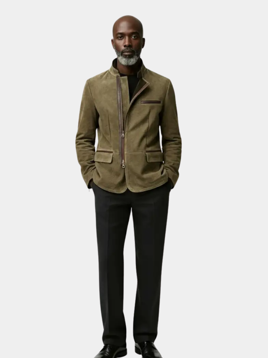 Ashwick Men’s Suede Jacket– Structured Longline Field Coat
