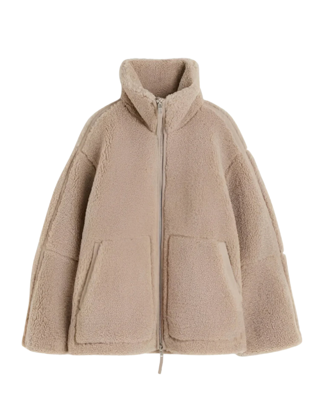 Odette Women’s Wool Jacket – Oversized Lambswool Knit with High Collar