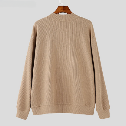 Theo Textured Knit Men’s Cardigan – Asymmetrical Button Closure & Durable Stitching