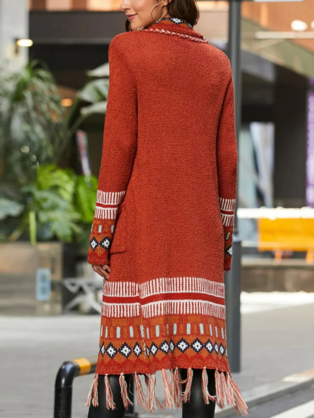 Maribel Women’s Knit Cardigan – Longline Fringe Boho Sweater
