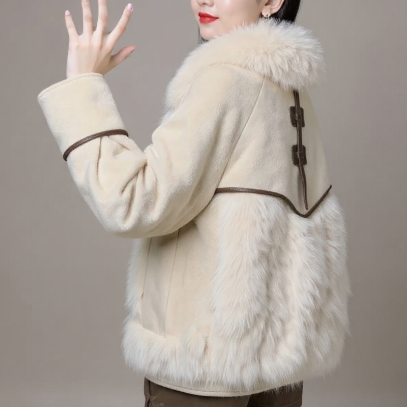 Almona Women’s Plush Fur Coat – Winter Jacket with Toggle Closure