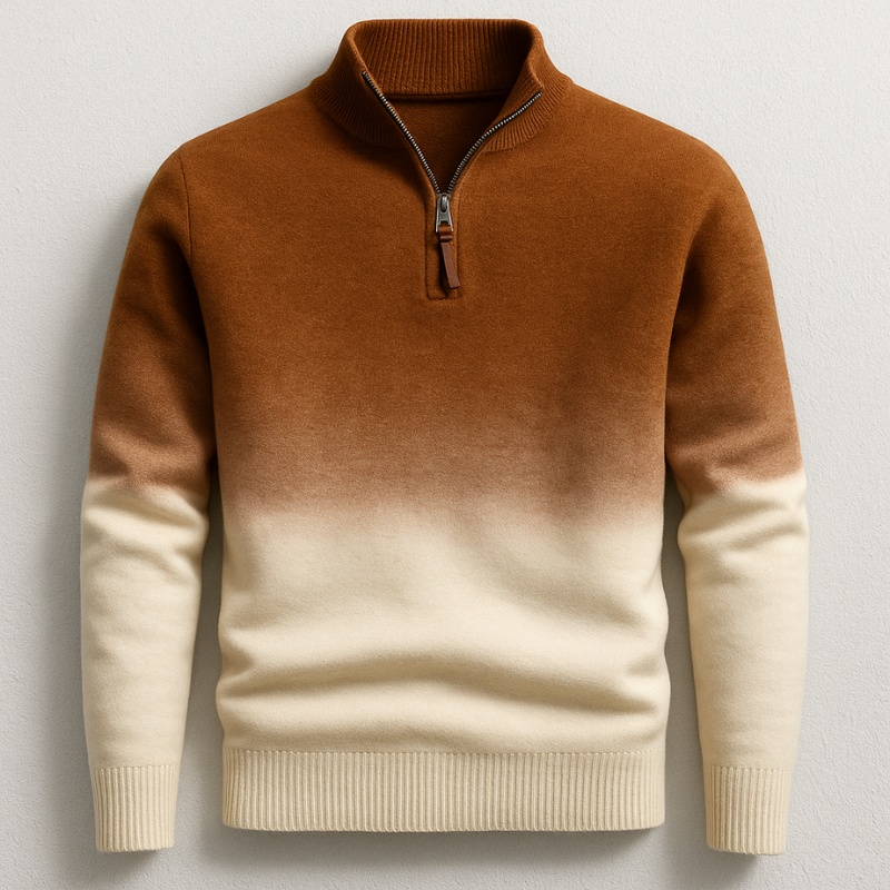 Larsen Men’s Quarter-Zip Pullover – Gradient Ombre Knit Sweater