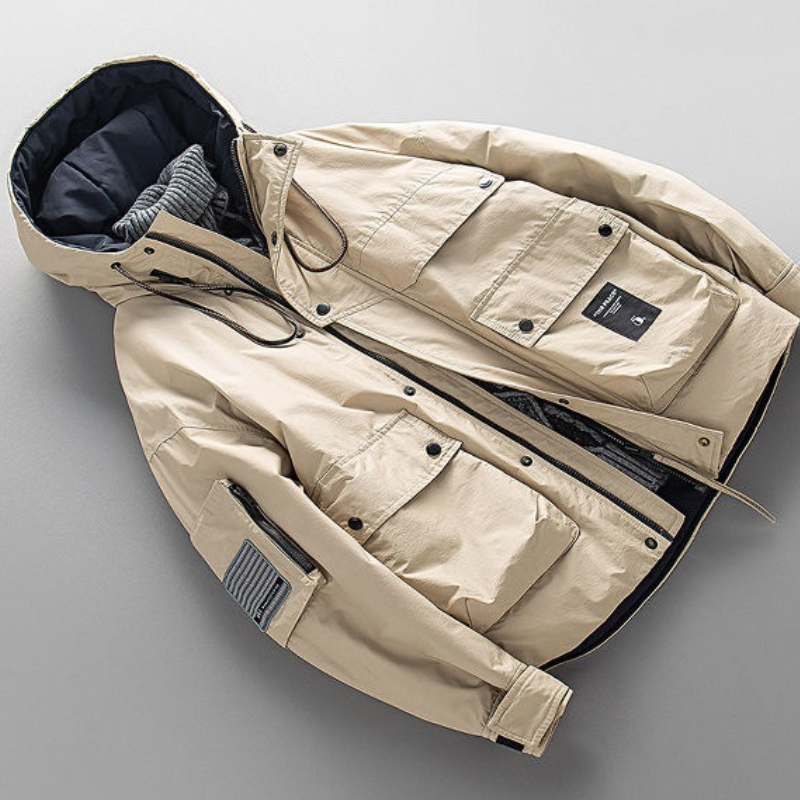 GlacierGuard Men’s Parka Jacket – Weatherproof Nylon Shell with Insulated Lining & Hood