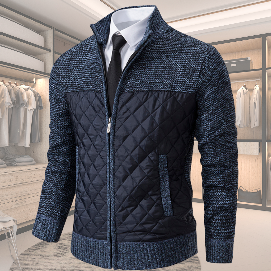 Chris Men’s Zip Up Cardigan – Full Zip Slim Fit Knit Sweater