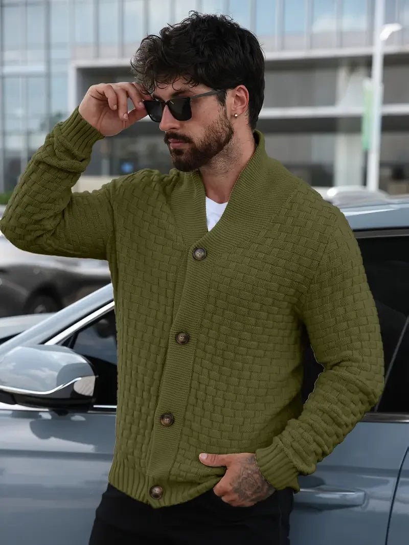 Nolan Men’s Cotton Cardigan – Heavyweight Knit with Shawl Collar