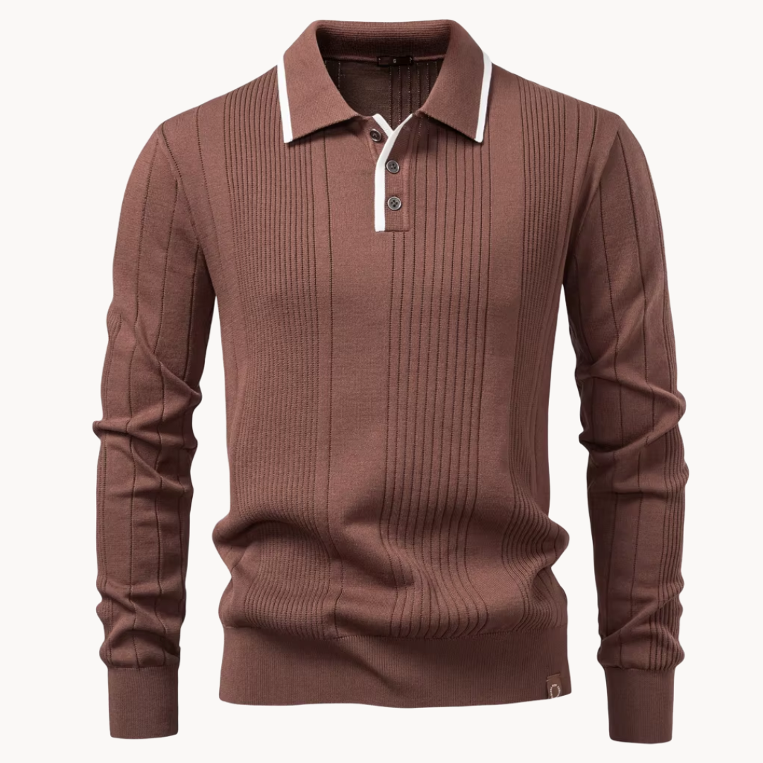 Mando Men’s Knit Polo Sweater – Tailored Comfort Knit Pullover