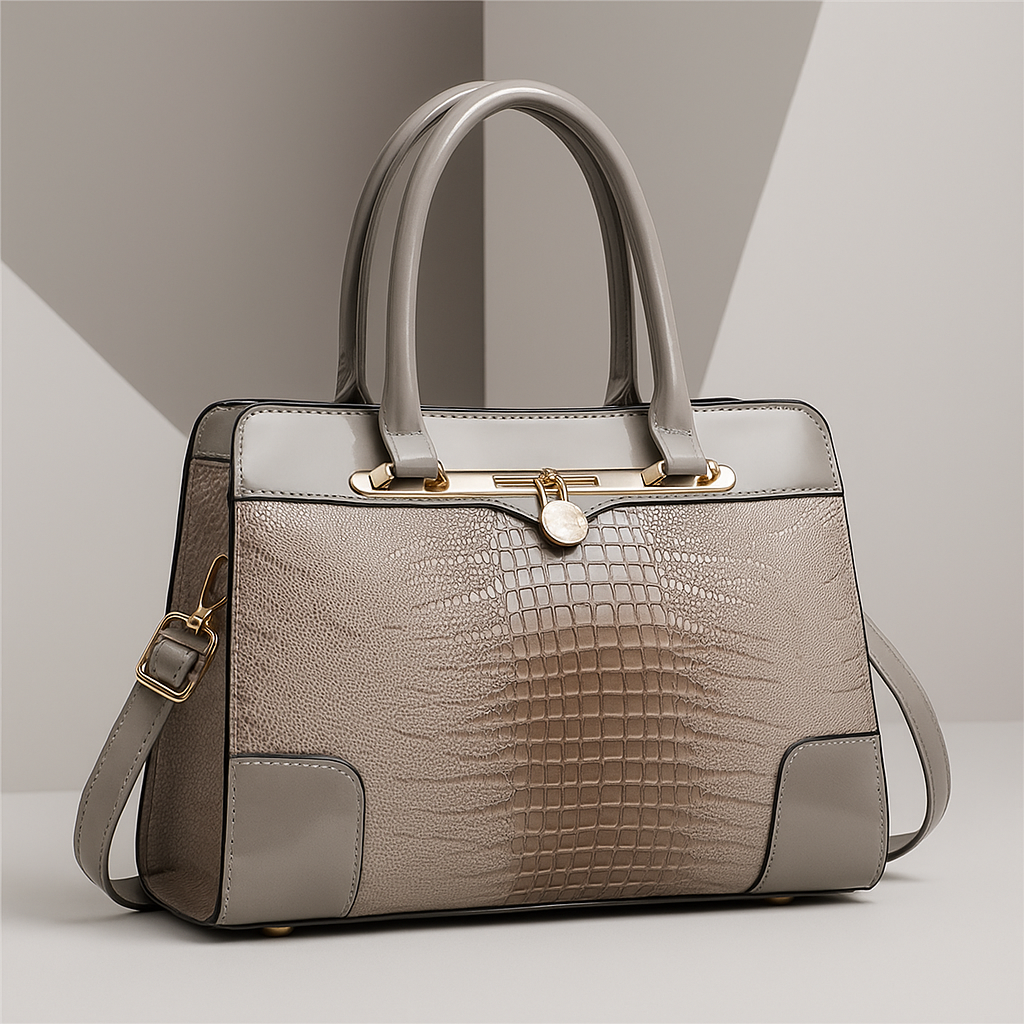 Martina Women’s Handbag – Croc-Embossed Structured Leather Bag