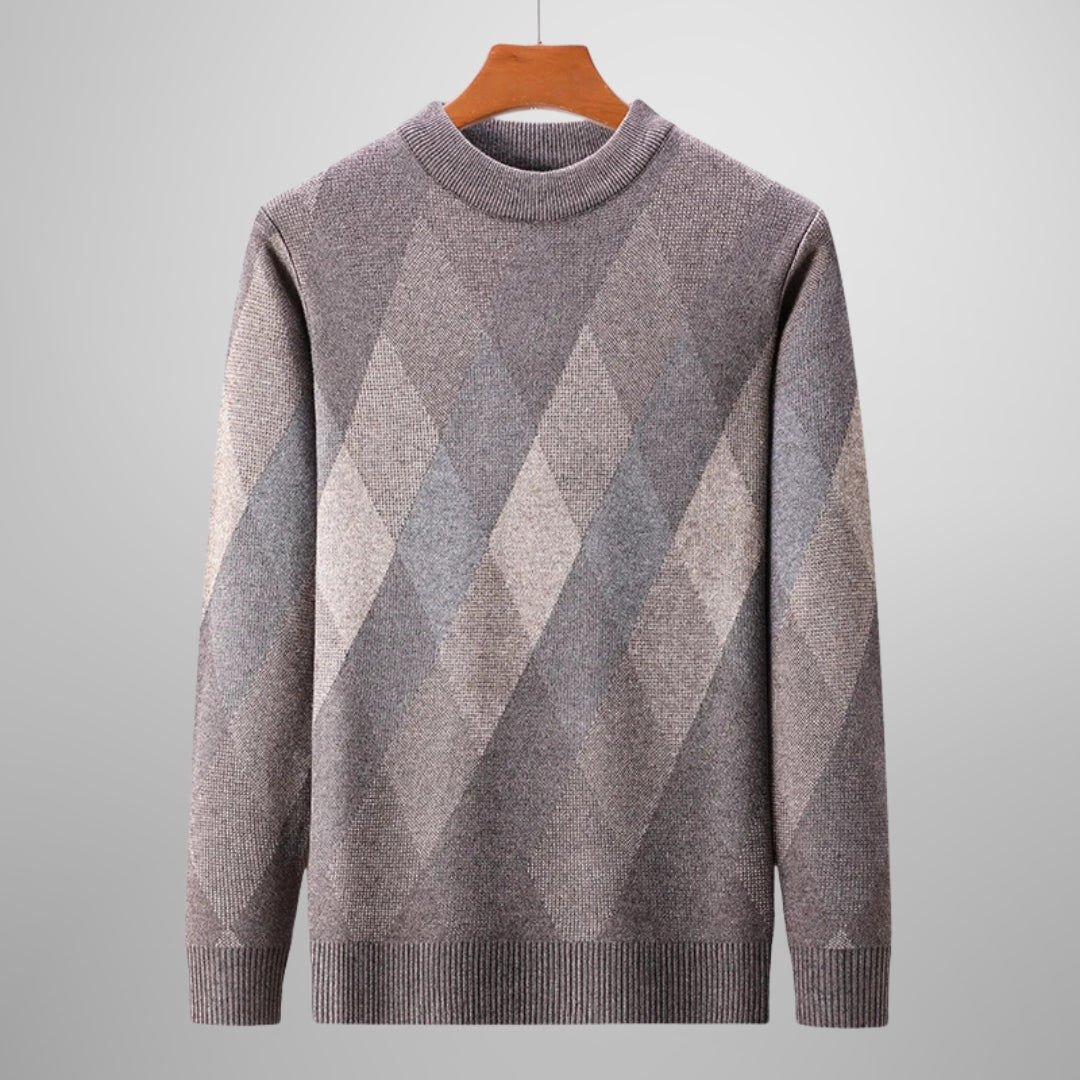 Bruno Men’s Knit Sweater – Wool-Blend Men’s Argyle Jumper