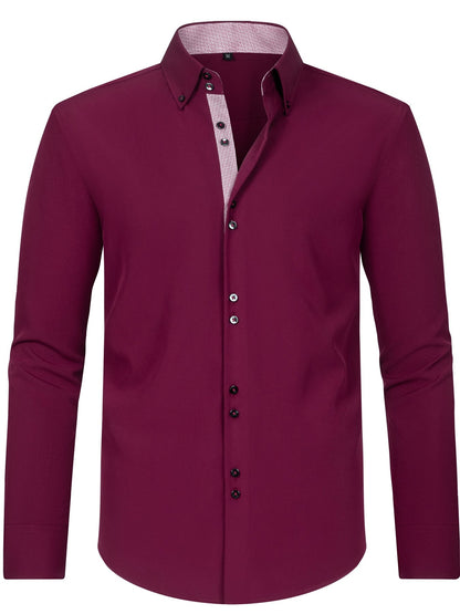 Arjun Men’s Dress Shirt – Long Sleeve Slim Fit Button Down with Contrast Detail