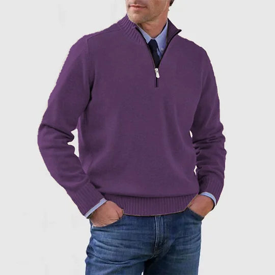 Ellison Men’s Half-Zip Knit Sweater – Tailored Fit Soft Breathable Pullover