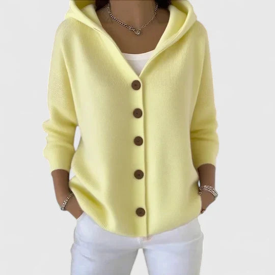 Nella Women’s Cardigan – Hooded Button-Up Knitted Cardigan