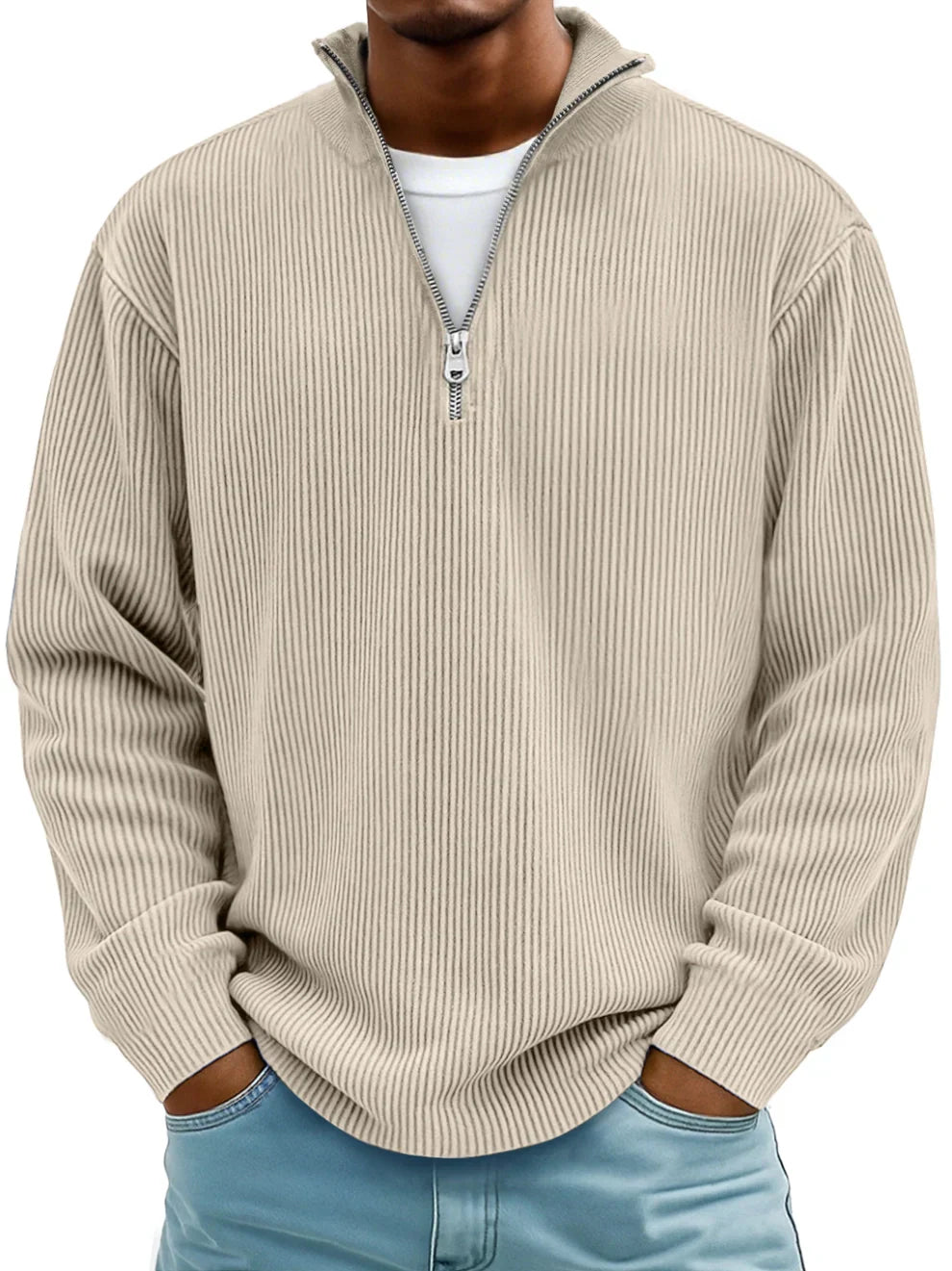 Riccardo Men’s Half-Zip Sweater – Ribbed Knit & Relaxed Fit