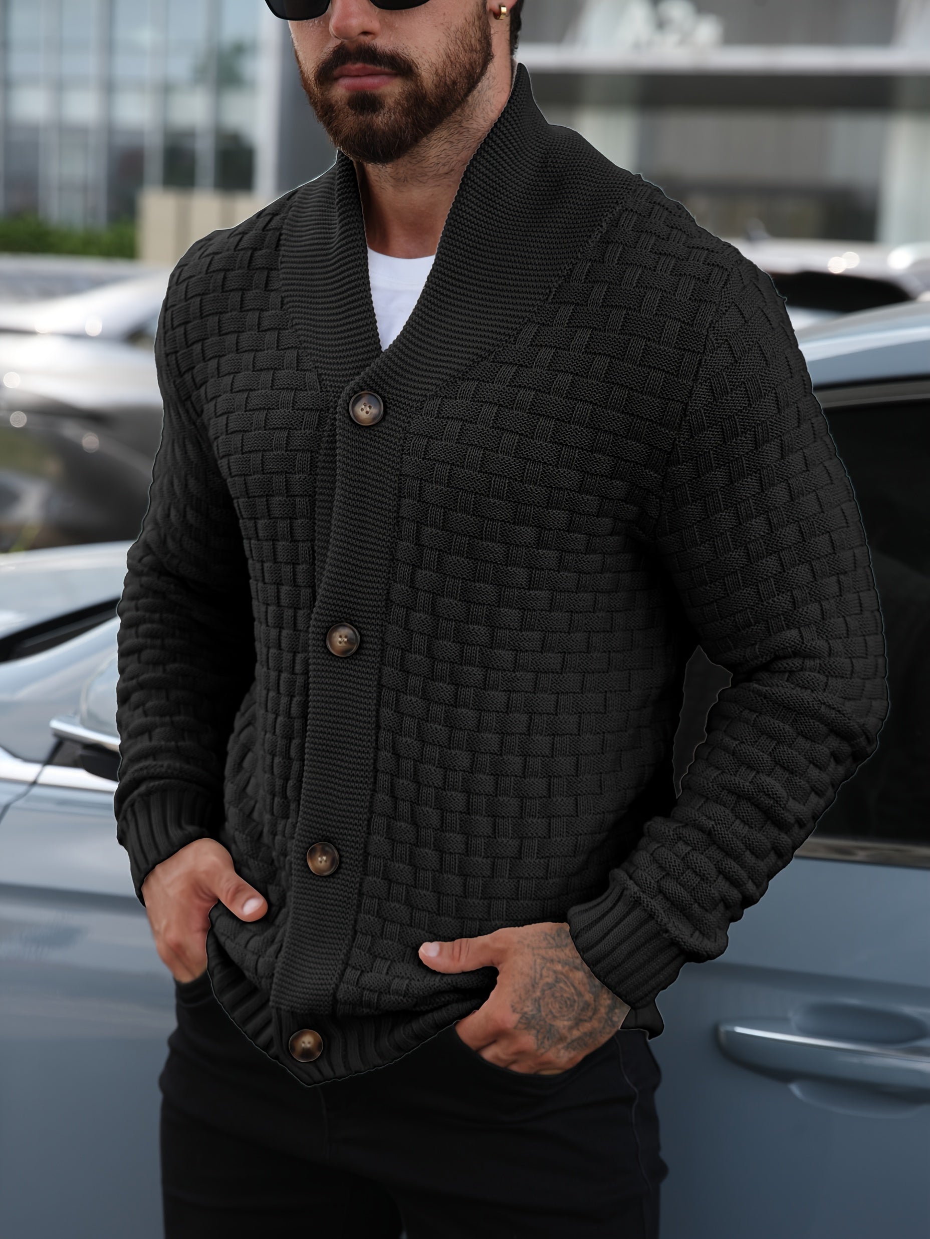 Nolan Men’s Cotton Cardigan – Heavyweight Knit with Shawl Collar