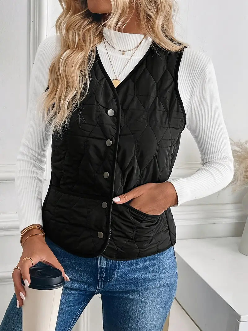 Briana Women’s Quilted Vest – Lightweight Sherpa-Lined Winter Jacket